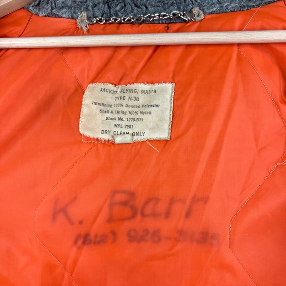 Vintage N3-B Army Green Hooded Fur Trim Hooded Puffer Jacket Coat Mens Sz 44 - Picture 12 of 16